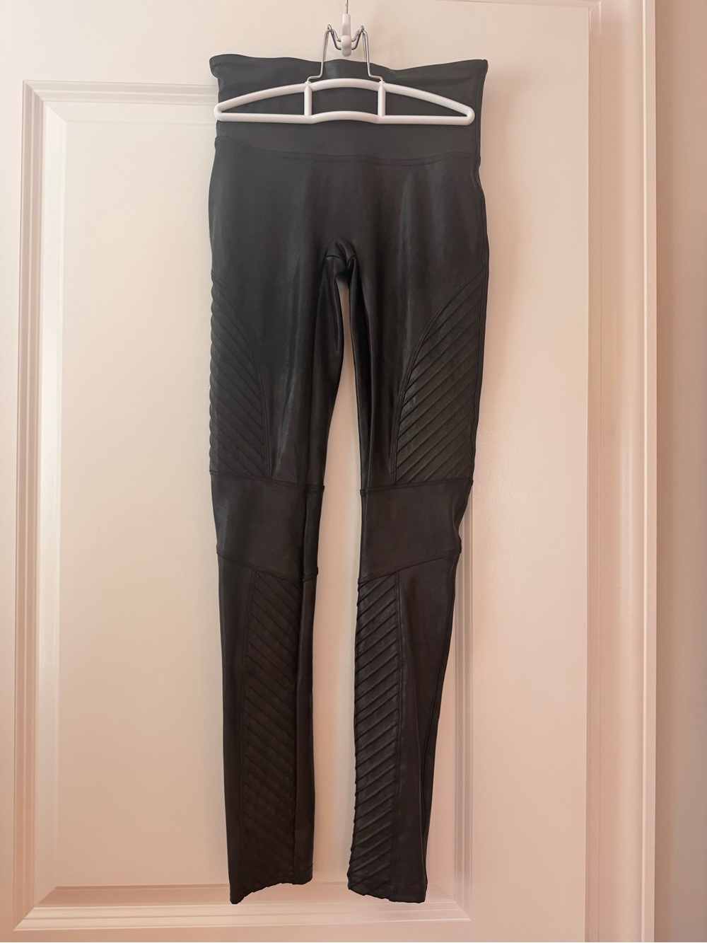 SPANX Moto faux leather black leggings. Small.